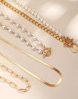 Vintage Pearl & Gold Snake Chain Necklace Set | Gold