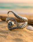 Adjustable Tentacles Blue Crystal Ring