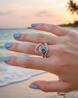 Adjustable Tentacles Blue Crystal Ring