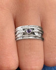 Bee Purple Gemstone Meditation Ring