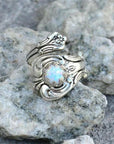 White Opal Spoon Adjustable Ring