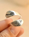 Adjustable Hand Carved Dandelion Ring