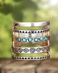 Bohemian Openwork Carved Turquoise Ring