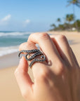 Tentacles Adjustable Silver Ring