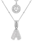Pave letter initial necklace set | White Gold