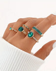Zarina Exquisite Emerald Ring Set | Gold