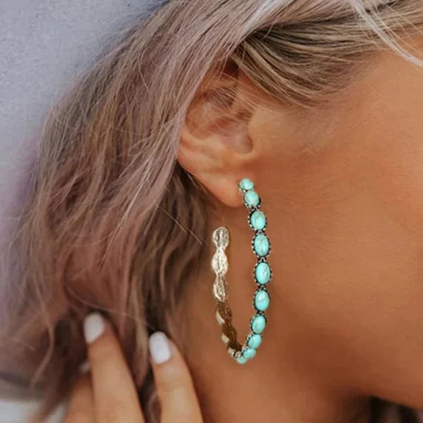 Vintage Turquoise Hoop Earrings