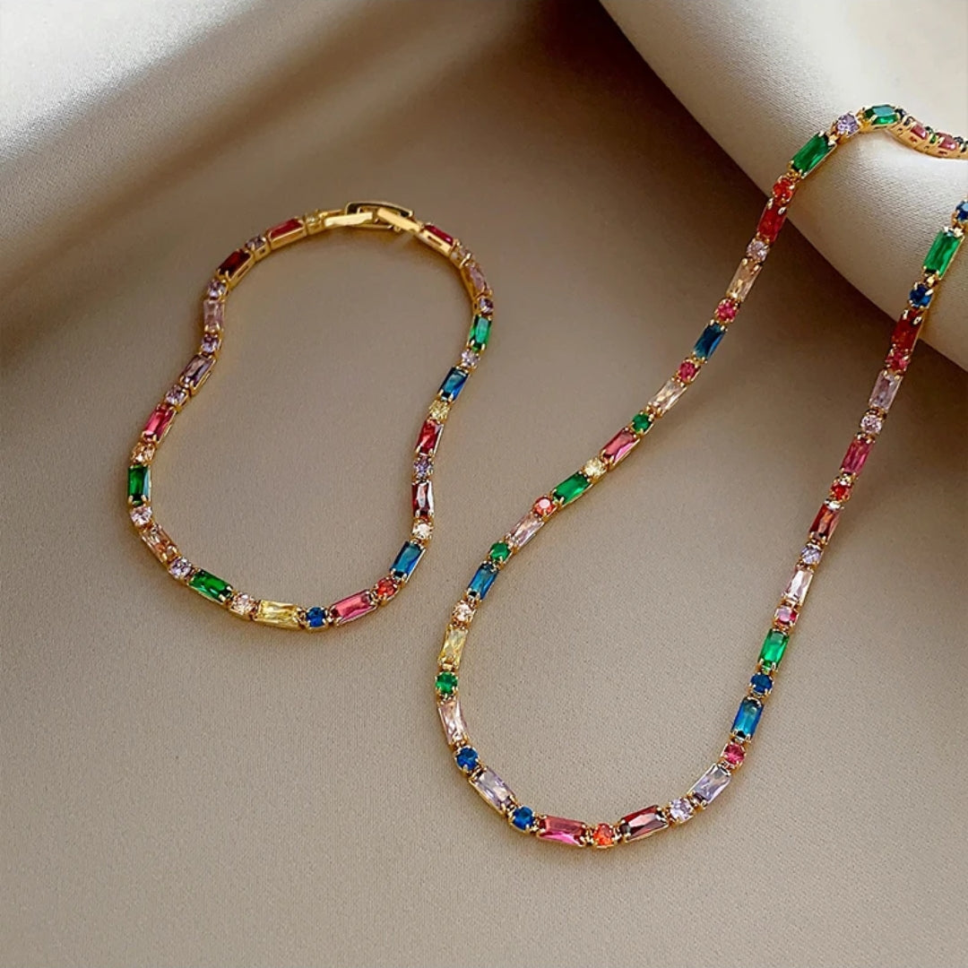 Colorful Crystal Necklace &amp; Bracelet Pack