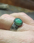 Carved Flower Emerald Ring