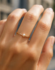 Singular Pearl Zirconia Gold Ring