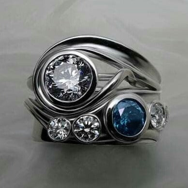 Vintage Glass &amp; Blue Stone Silver Ring