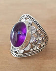 Purple Gemstone Flower Ring
