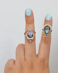 Oval Rainbow Moonstone Moon Phase Ring