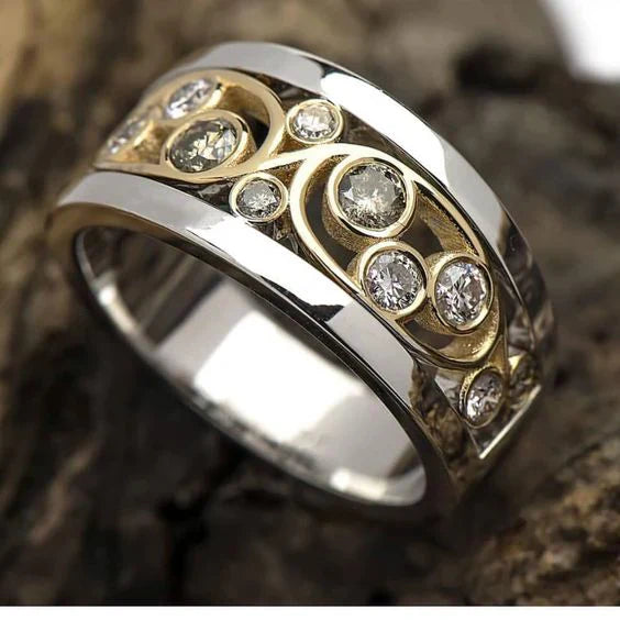 Vintage Gold &amp; Silver Ivy Zirconia Ring