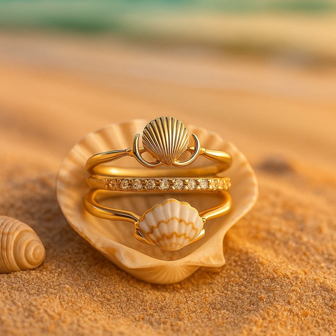 Shell Golden Ring Set