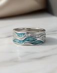 Turquoise Silvered Waves Ring