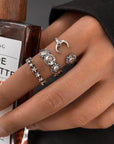 Vintage Silver Moon and Star Ring Pack