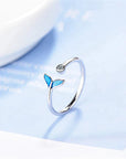 Whale Tail Ring in Silver and Zirconia
