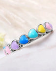 Rainbow Hearts Ring in 925 Sterling Silver and Hand Painted Enamel
