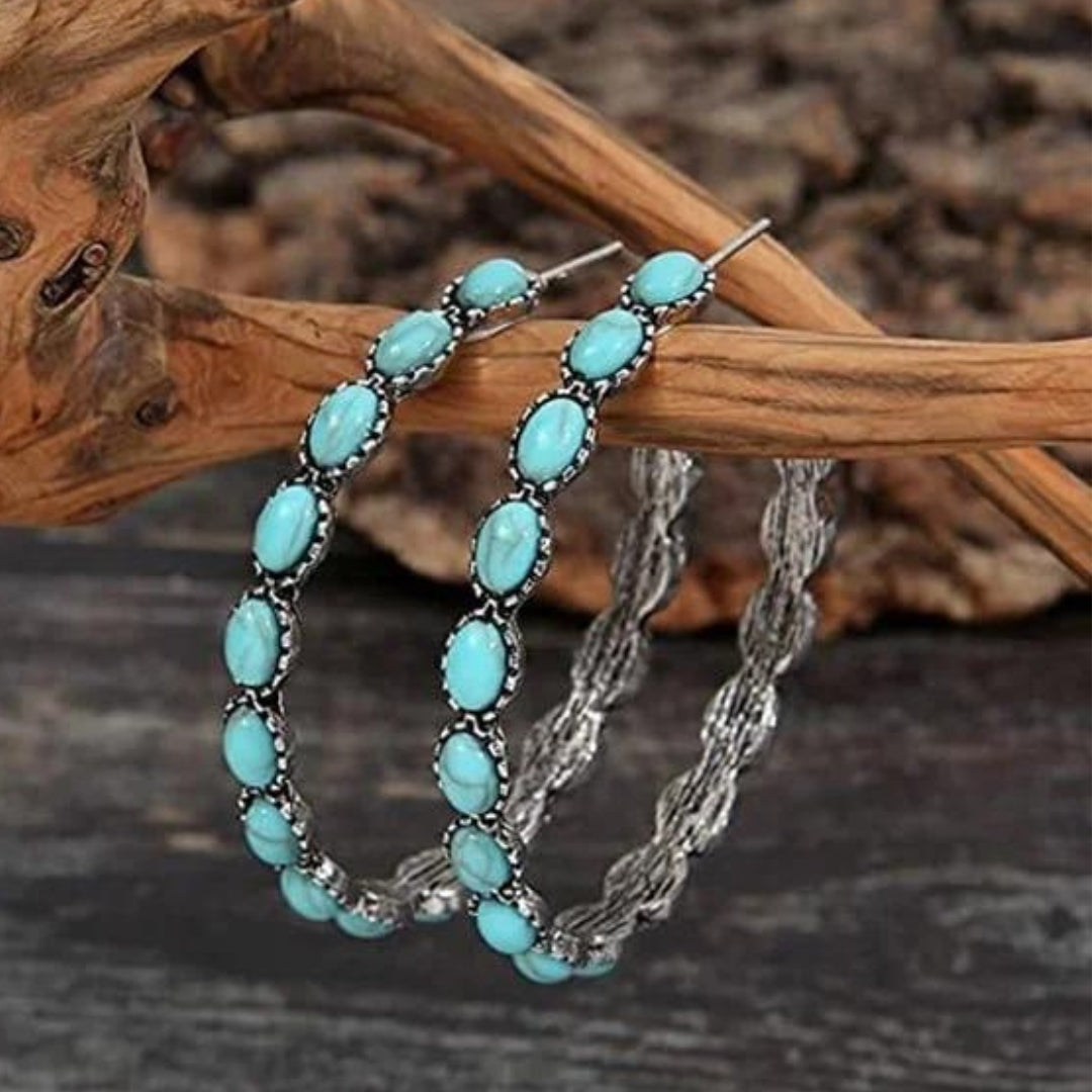 Vintage Turquoise Hoop Earrings