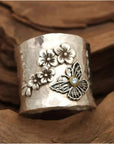 Bee Flower Butterfly Wide Band Ring
