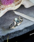 Double Crescent Moon Gemstone Ring