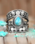 Turquoise Drop Openwork Ring