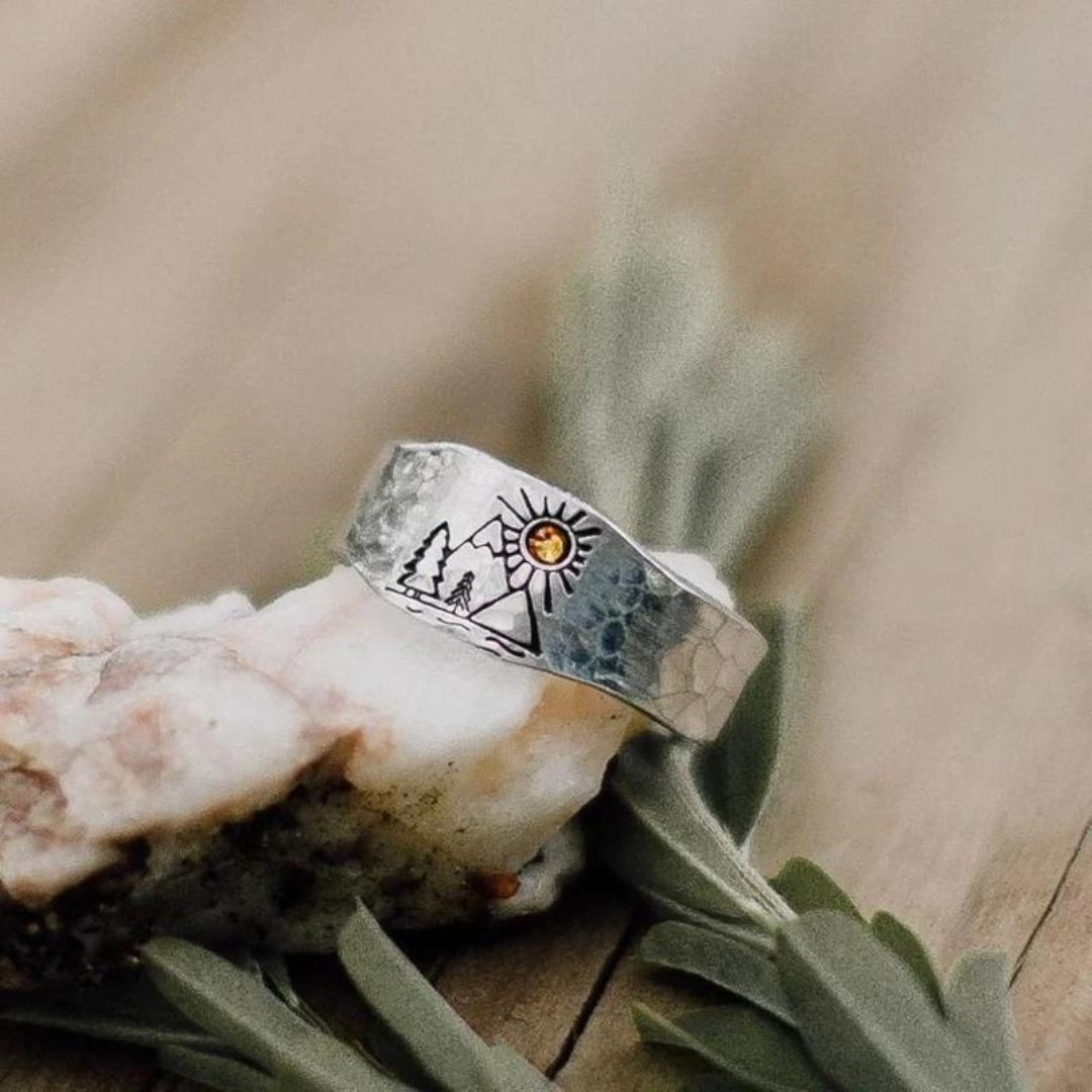 Sun &amp; Mountain Silver Ring