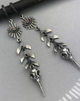 Boho mask pendant earrings in silver
