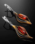 Silver Boho Fire Stone Earrings