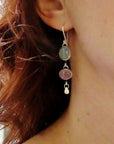 Silver Boho Bicolour Crystal Earrings