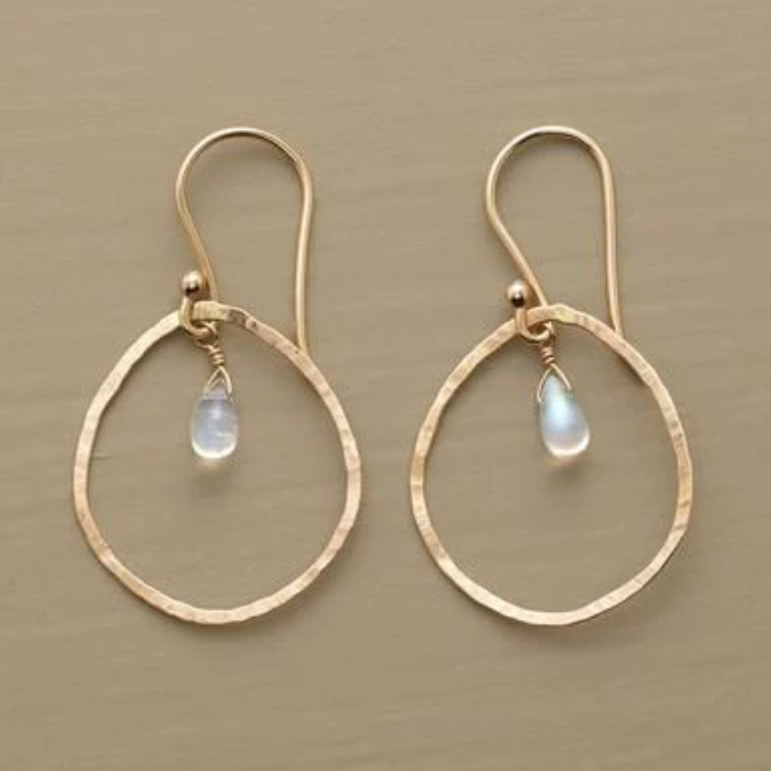 Vintage Gold &amp; White Crystal Earrings