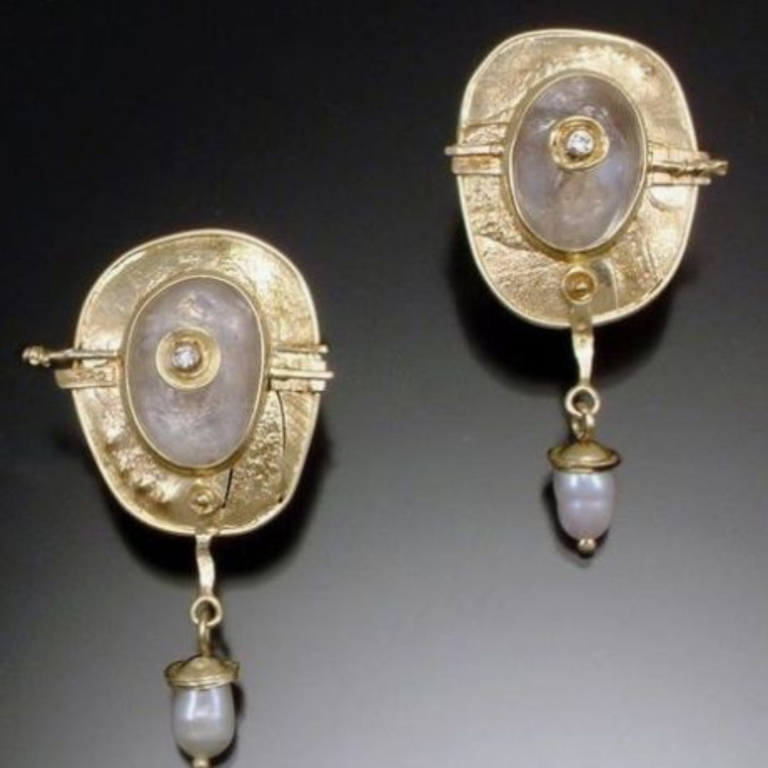 Vintage Golden &amp; Pearl Earrings