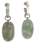 Vintage Oval Stone Silver Earrings