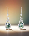 Moss Agate Rounded Drop Bright Earrings