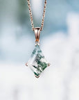 Moss Agate Geometric Drop Necklace