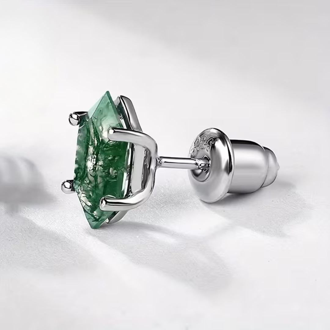 Moss Agate Stud Earrings