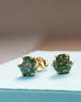 Moss Agate Rounded Stud Earrings