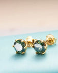 Moss Agate Rounded Stud Earrings