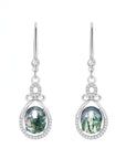 Moss Agate Rounded Drop Bright Earrings