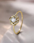 Flower Sparkling Zirconia Gold Ring
