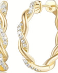Gold Twisted Crystal Hoop Earrings
