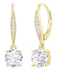 Crystal Rounded Dangle Gold Earrings