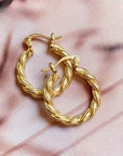 Boho Braided Gold Hoop Earrings
