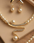 Natural Pearl Necklace + Earrings Set