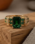 Green Crystalline Golden Ring