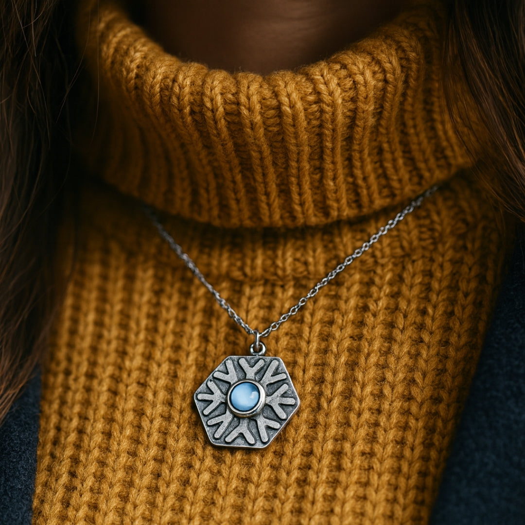 Rounded Crystal Snowflake Necklace