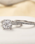 Bridal Cushion 2PC Ring Set | White Gold