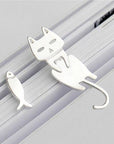 Silver Climbing Kitty Earring