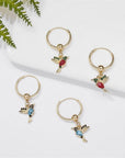 Limited Edition Flying Hummingbird Earrings with Zirconia Inlay